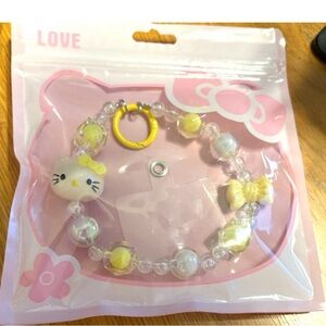 Hello Kitty IPhone Charm with Yellow and Clear Beads